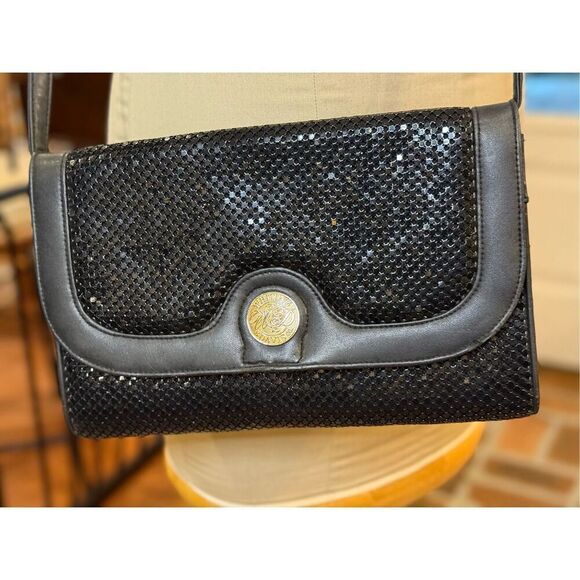 Whiting & Davis Black Metal Mesh Shoulder Strap/Clutch Crossbody Bag - Picture 5 of 12